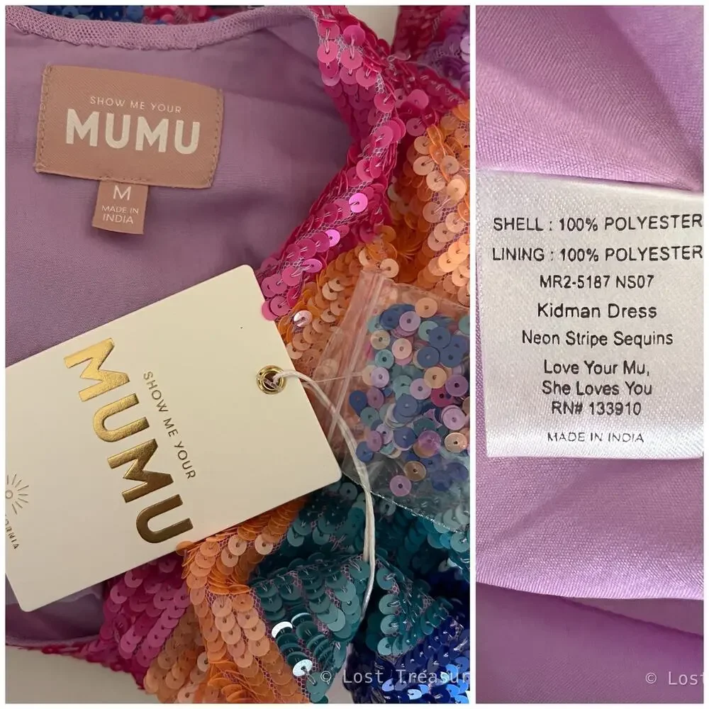 NEW Show Me Your Mumu | Kidman Neon Stripe Sequin Long Sleeve Mini Dress M NWT - Picture 9 of 10